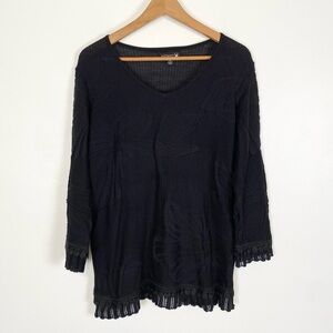 Antthony Originals Black Floral Texture Lace Trim Stretch Sz M Whimsygoth Witchy